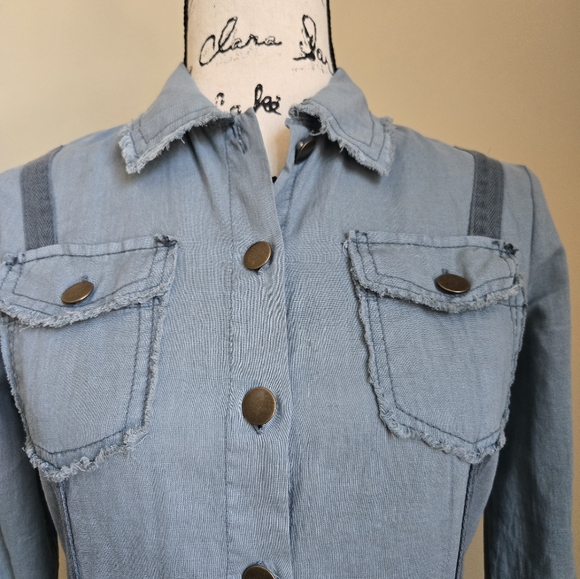 Wearables Linen Blend Shirt Womens XS Lightweight Utility - Picture 2 of 11